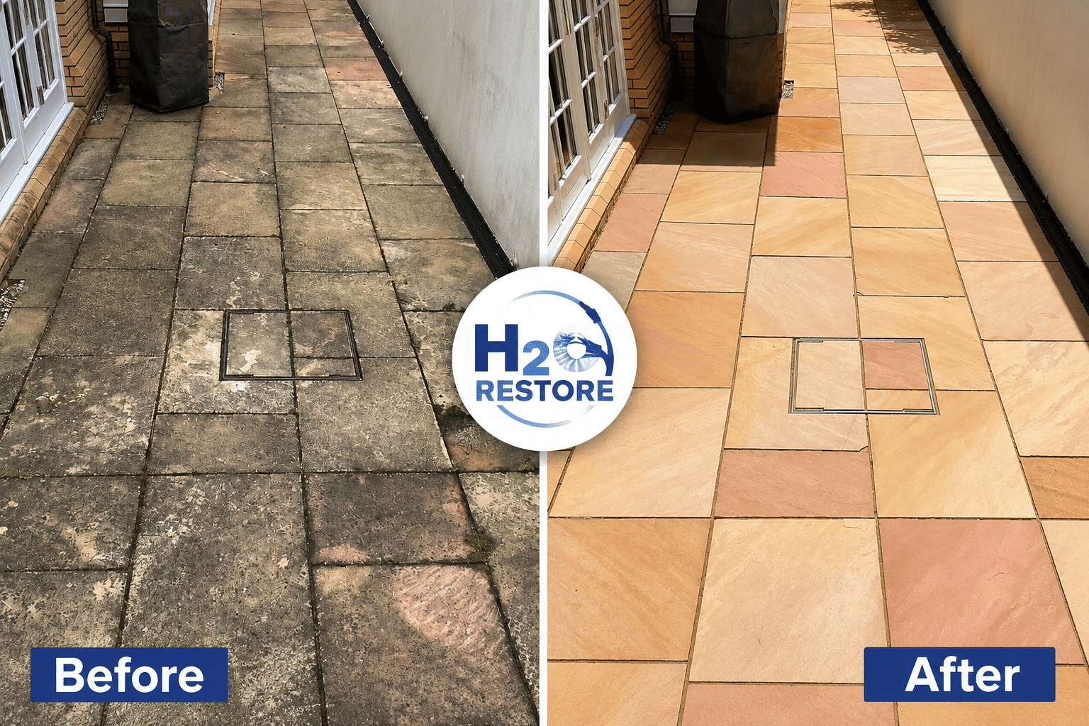 Patio cleaning in Liverpool by H2o Restored